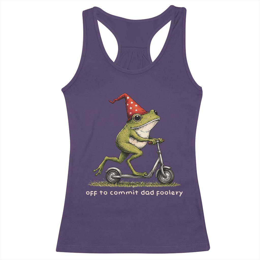 Off To Commit Dad Foolery Racerback Tank Top Funny Daddy Frog Scooter Fathers Day TS11 Purple Print Your Wear