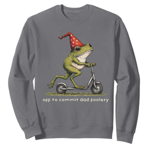 Off To Commit Dad Foolery Sweatshirt Funny Daddy Frog Scooter Fathers Day TS11 Charcoal Print Your Wear