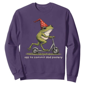 Off To Commit Dad Foolery Sweatshirt Funny Daddy Frog Scooter Fathers Day TS11 Purple Print Your Wear