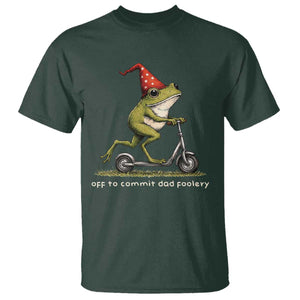 Off To Commit Dad Foolery T Shirt Funny Daddy Frog Scooter Fathers Day TS11 Dark Forest Green Print Your Wear