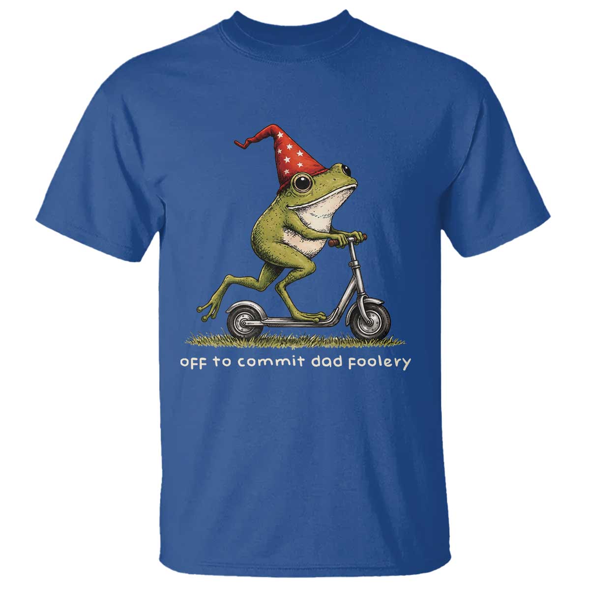 Off To Commit Dad Foolery T Shirt Funny Daddy Frog Scooter Fathers Day TS11 Royal Blue Print Your Wear