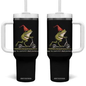 Off To Commit Dad Foolery Tumbler With Handle Funny Daddy Frog Scooter Fathers Day TS11 One Size: 40 oz Black Print Your Wear