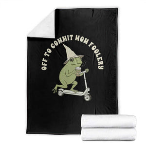 Off To Commit Mom Foolery Throw Blanket Funny Mama Frog Scooter Mother's Day TS11 Black Print Your Wear