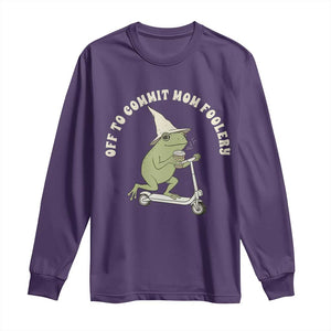 Off To Commit Mom Foolery Long Sleeve Shirt Funny Mama Frog Scooter Mother's Day TS11 Purple Print Your Wear