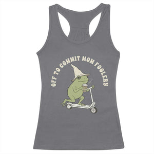 Off To Commit Mom Foolery Racerback Tank Top Funny Mama Frog Scooter Mother's Day TS11 Charcoal Print Your Wear