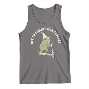 Off To Commit Mom Foolery Tank Top Funny Mama Frog Scooter Mother's Day TS11 Deep Heather Print Your Wear