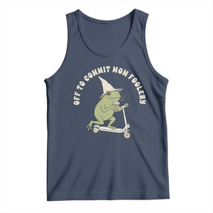 Off To Commit Mom Foolery Tank Top Funny Mama Frog Scooter Mother's Day TS11 Navy Print Your Wear