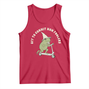 Off To Commit Mom Foolery Tank Top Funny Mama Frog Scooter Mother's Day TS11 Red Print Your Wear