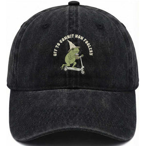 Off To Commit Mom Foolery Washed Cotton Baseball Cap Funny Mama Frog Scooter Mother's Day TS11 Print Your Wear