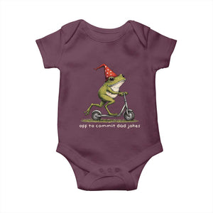 Off To Commit Dad Jokes Baby Onesie Funny Daddy Frog Scooter Fathers Day TS11 Maroon Print Your Wear