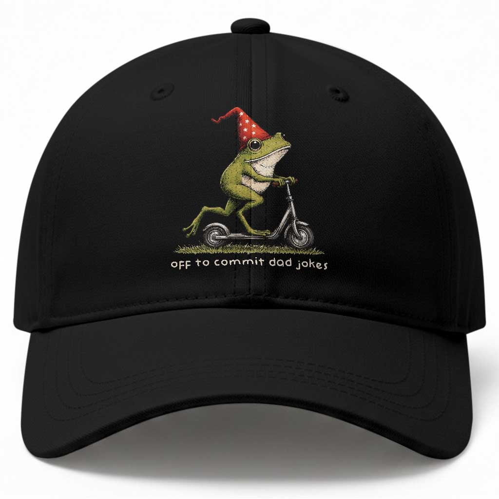Off To Commit Dad Jokes Baseball Cap Funny Daddy Frog Scooter Fathers Day TS11 Print Your Wear
