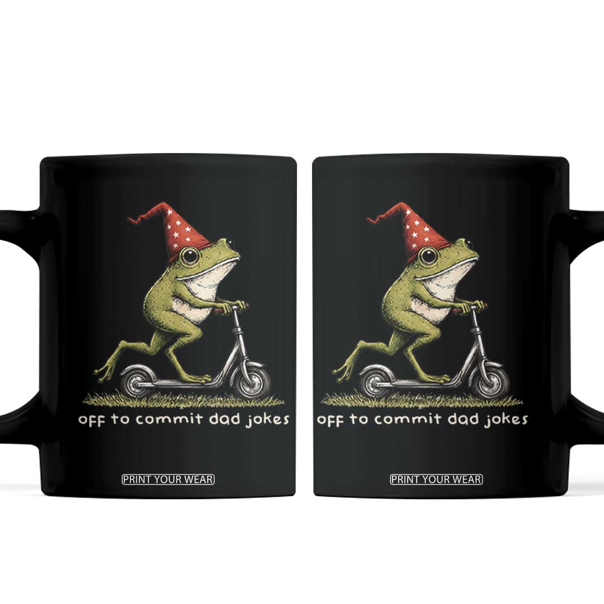 Off To Commit Dad Jokes Coffee Mug Funny Daddy Frog Scooter Fathers Day TS11 Black Print Your Wear