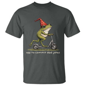 Off To Commit Dad Jokes T Shirt Funny Daddy Frog Scooter Fathers Day TS11 Dark Heather Print Your Wear
