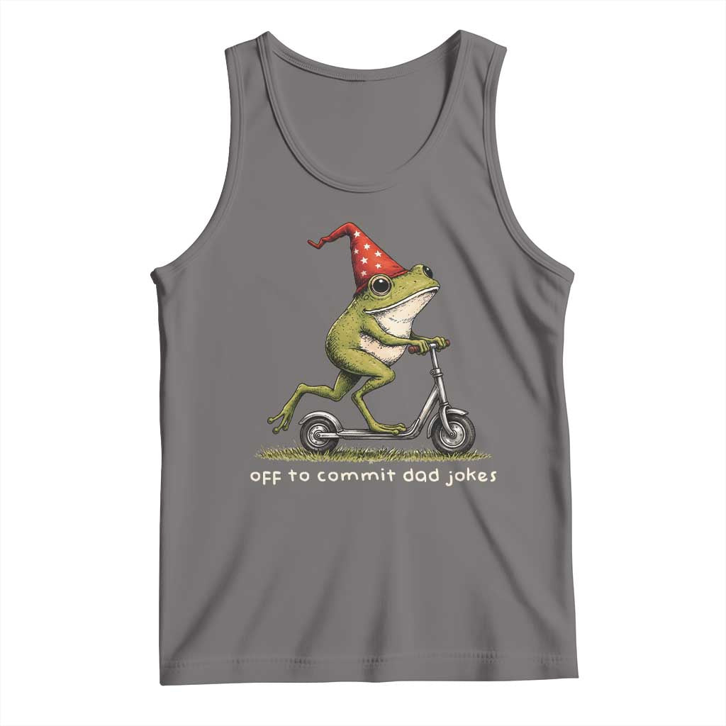 Off To Commit Dad Jokes Tank Top Funny Daddy Frog Scooter Fathers Day TS11 Deep Heather Print Your Wear
