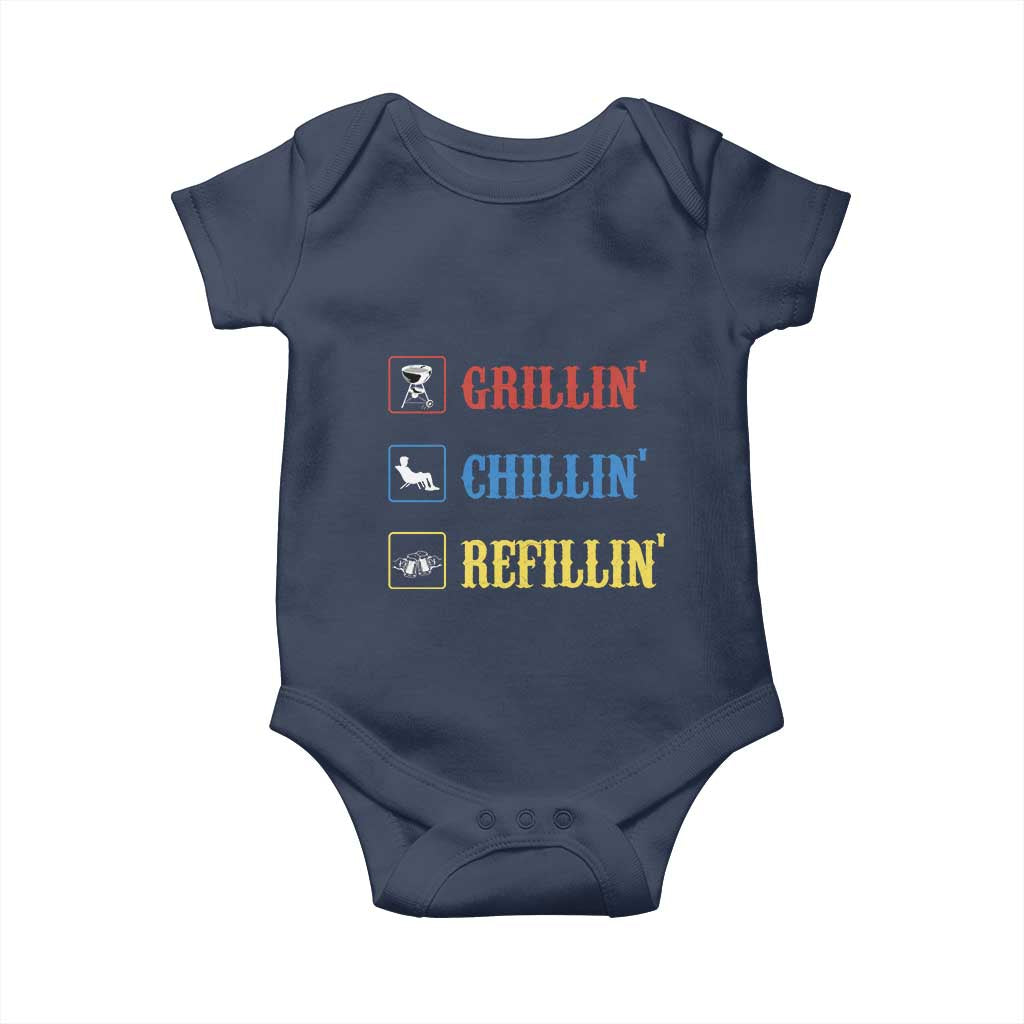 BBQ Lover Baby Onesie Grilling Chillin' Grillin' Refillin' Smoker TS11 Navy Print Your Wear