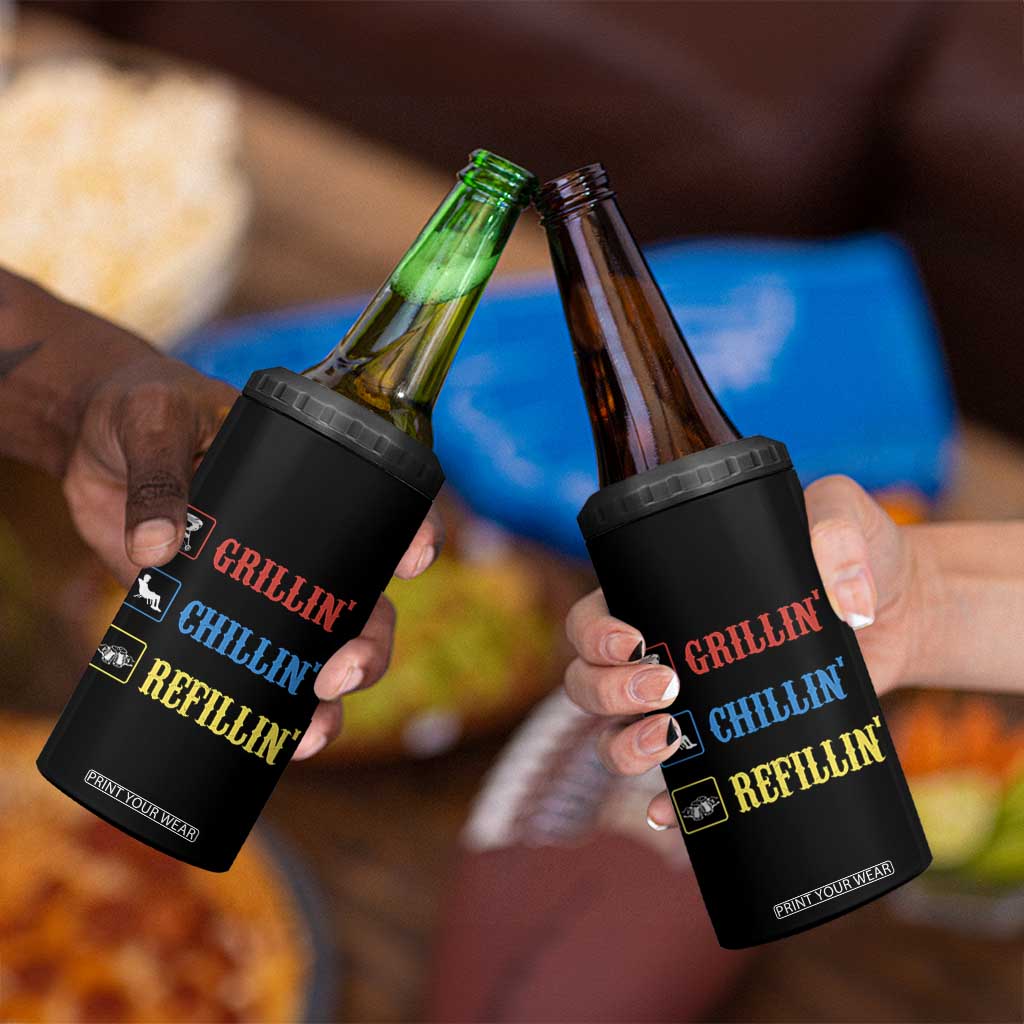 BBQ Lover 4 in 1 Can Cooler Tumbler Grilling Chillin' Grillin' Refillin' Smoker TS11 Print Your Wear