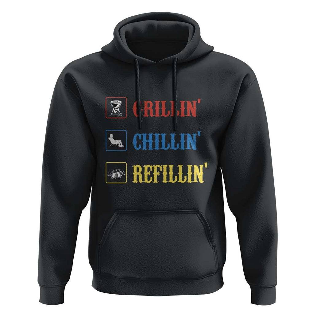 BBQ Lover Hoodie Grilling Chillin' Grillin' Refillin' Smoker TS11 Black Print Your Wear