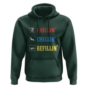 BBQ Lover Hoodie Grilling Chillin' Grillin' Refillin' Smoker TS11 Dark Forest Green Print Your Wear