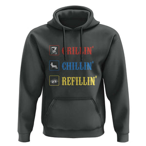 BBQ Lover Hoodie Grilling Chillin' Grillin' Refillin' Smoker TS11 Dark Heather Print Your Wear