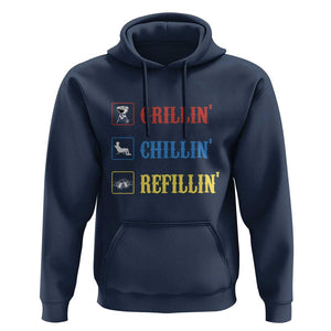 BBQ Lover Hoodie Grilling Chillin' Grillin' Refillin' Smoker TS11 Navy Print Your Wear