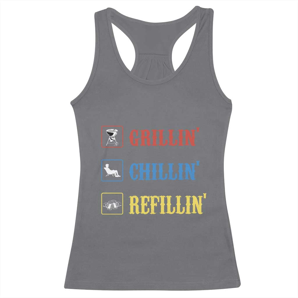 BBQ Lover Racerback Tank Top Grilling Chillin' Grillin' Refillin' Smoker TS11 Charcoal Print Your Wear