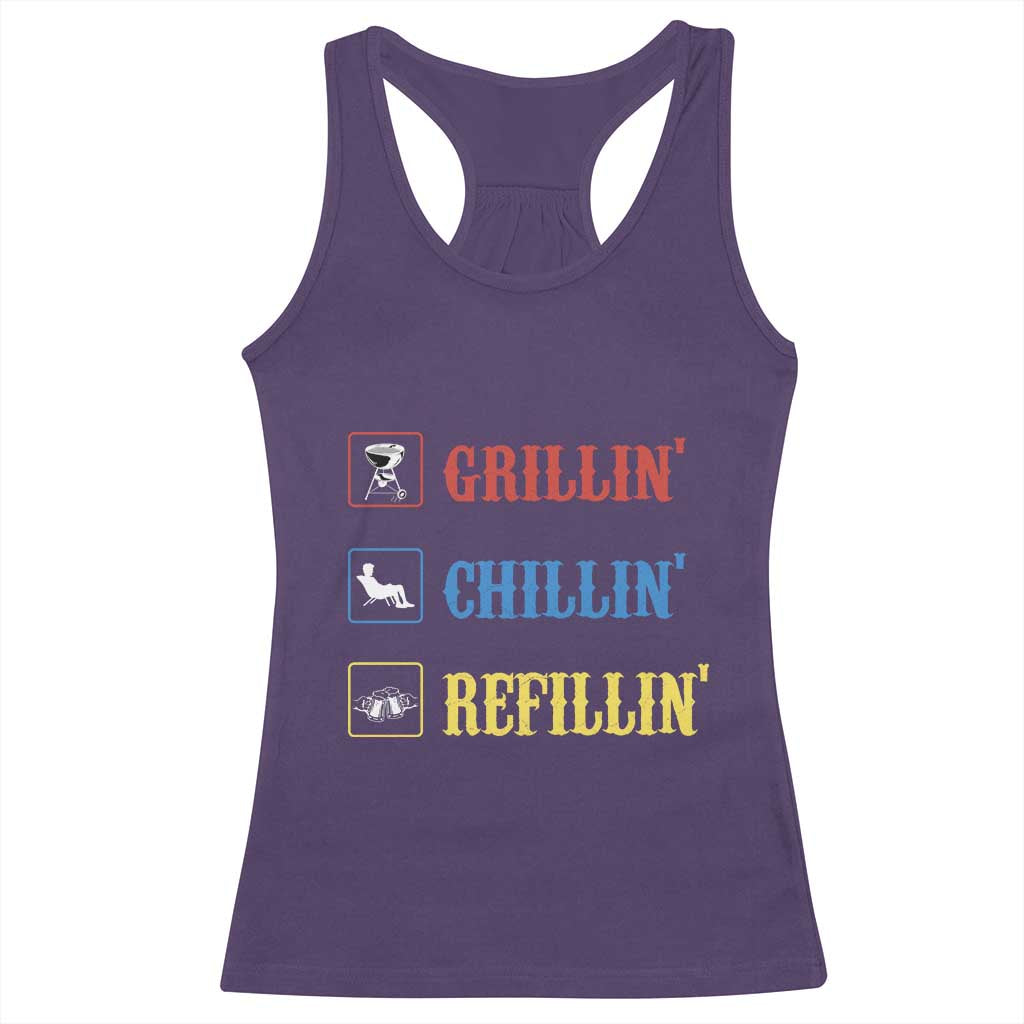 BBQ Lover Racerback Tank Top Grilling Chillin' Grillin' Refillin' Smoker TS11 Purple Print Your Wear