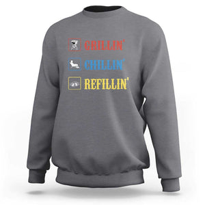 BBQ Lover Sweatshirt Grilling Chillin' Grillin' Refillin' Smoker TS11 Charcoal Print Your Wear