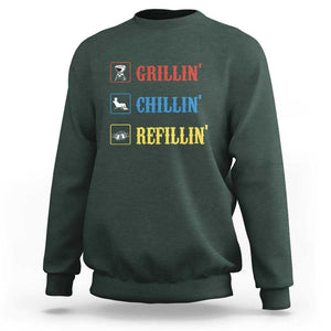 BBQ Lover Sweatshirt Grilling Chillin' Grillin' Refillin' Smoker TS11 Dark Forest Green Print Your Wear