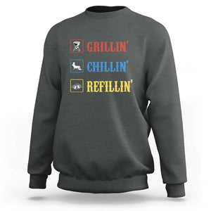 BBQ Lover Sweatshirt Grilling Chillin' Grillin' Refillin' Smoker TS11 Dark Heather Print Your Wear