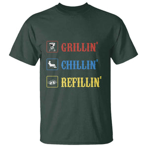 BBQ Lover T Shirt Grilling Chillin' Grillin' Refillin' Smoker TS11 Dark Forest Green Print Your Wear