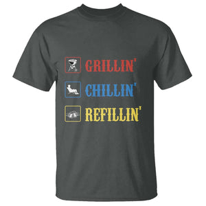 BBQ Lover T Shirt Grilling Chillin' Grillin' Refillin' Smoker TS11 Dark Heather Print Your Wear