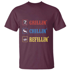 BBQ Lover T Shirt Grilling Chillin' Grillin' Refillin' Smoker TS11 Maroon Print Your Wear