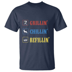 BBQ Lover T Shirt Grilling Chillin' Grillin' Refillin' Smoker TS11 Navy Print Your Wear