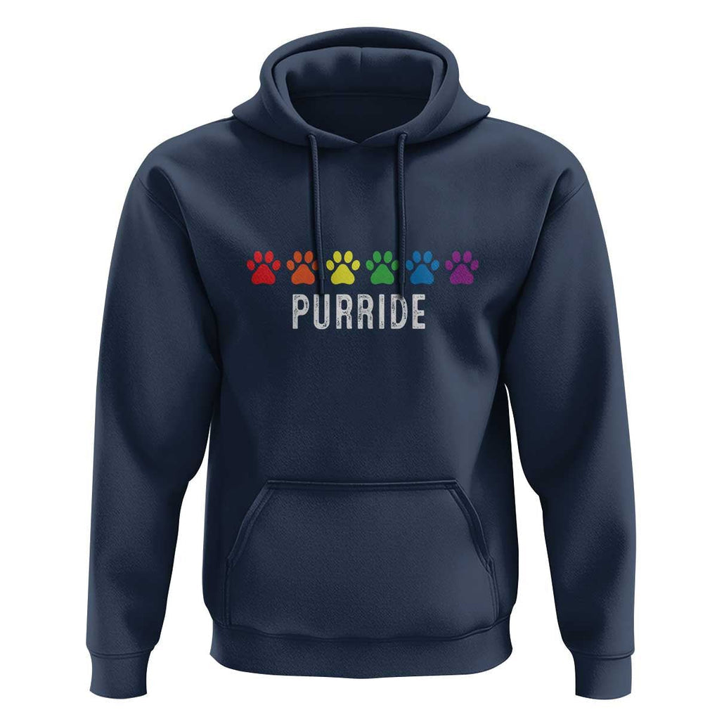 LGBT Cat Hoodie Purride Rainbow Pride Ally TS11 Navy Print Your Wear