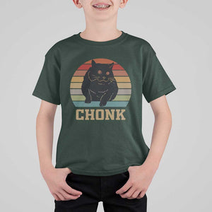 Funny Cat T Shirt For Kid Chonk Black Fat Kitten TS11 Dark Forest Green Print Your Wear