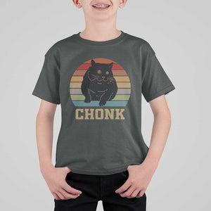 Funny Cat T Shirt For Kid Chonk Black Fat Kitten TS11 Dark Heather Print Your Wear