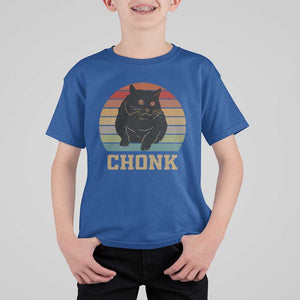 Funny Cat T Shirt For Kid Chonk Black Fat Kitten TS11 Royal Blue Print Your Wear