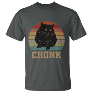 Funny Cat T Shirt Chonk Black Fat Kitten TS11 Dark Heather Print Your Wear