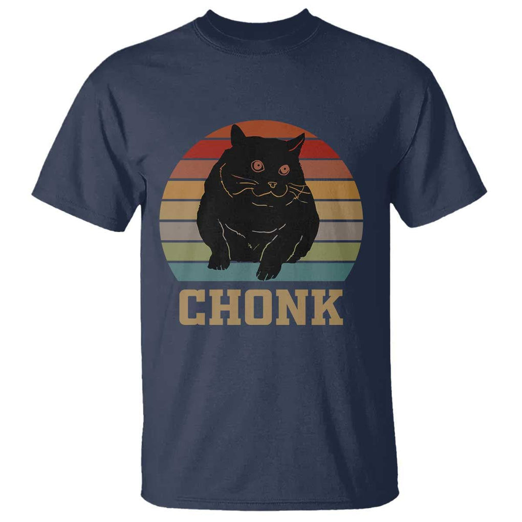 Funny Cat T Shirt Chonk Black Fat Kitten TS11 Navy Print Your Wear