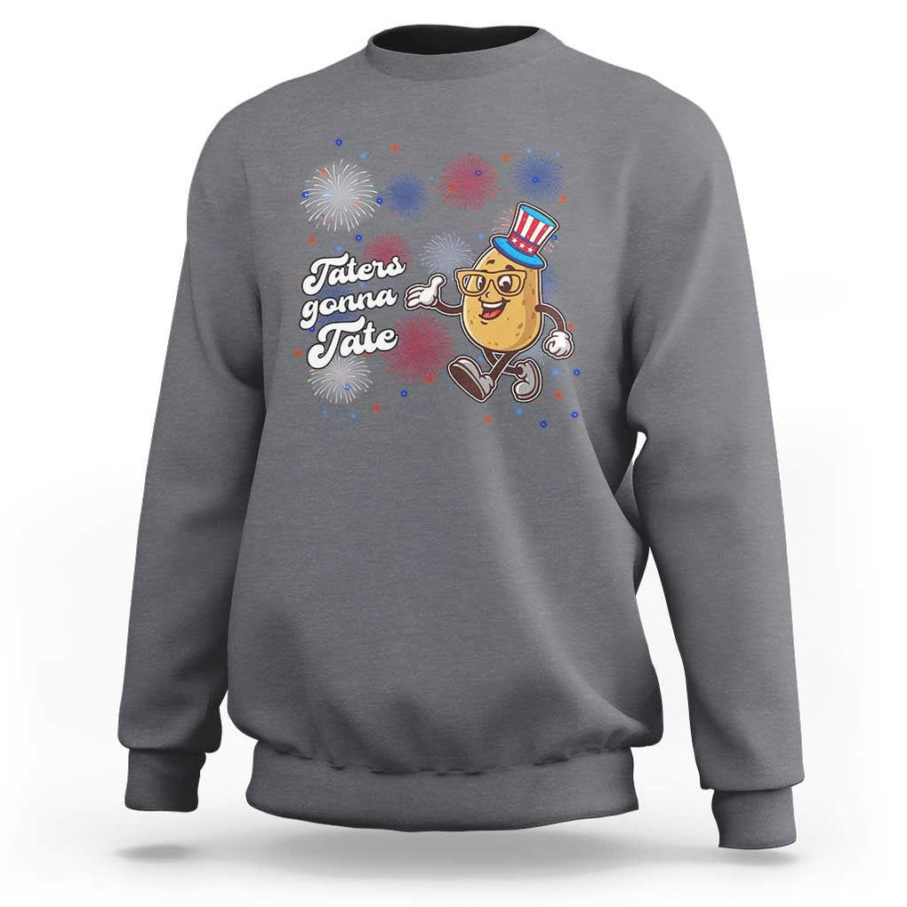 Funny Tater Tot Foodie Sweatshirt Taters Gonna Tate Potato TS11 Charcoal Print Your Wear