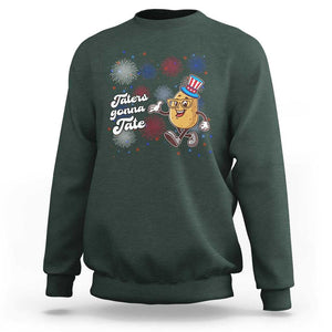 Funny Tater Tot Foodie Sweatshirt Taters Gonna Tate Potato TS11 Dark Forest Green Print Your Wear