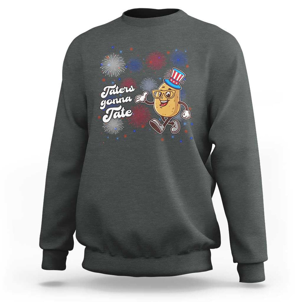 Funny Tater Tot Foodie Sweatshirt Taters Gonna Tate Potato TS11 Dark Heather Print Your Wear