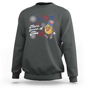 Funny Tater Tot Foodie Sweatshirt Taters Gonna Tate Potato TS11 Dark Heather Print Your Wear