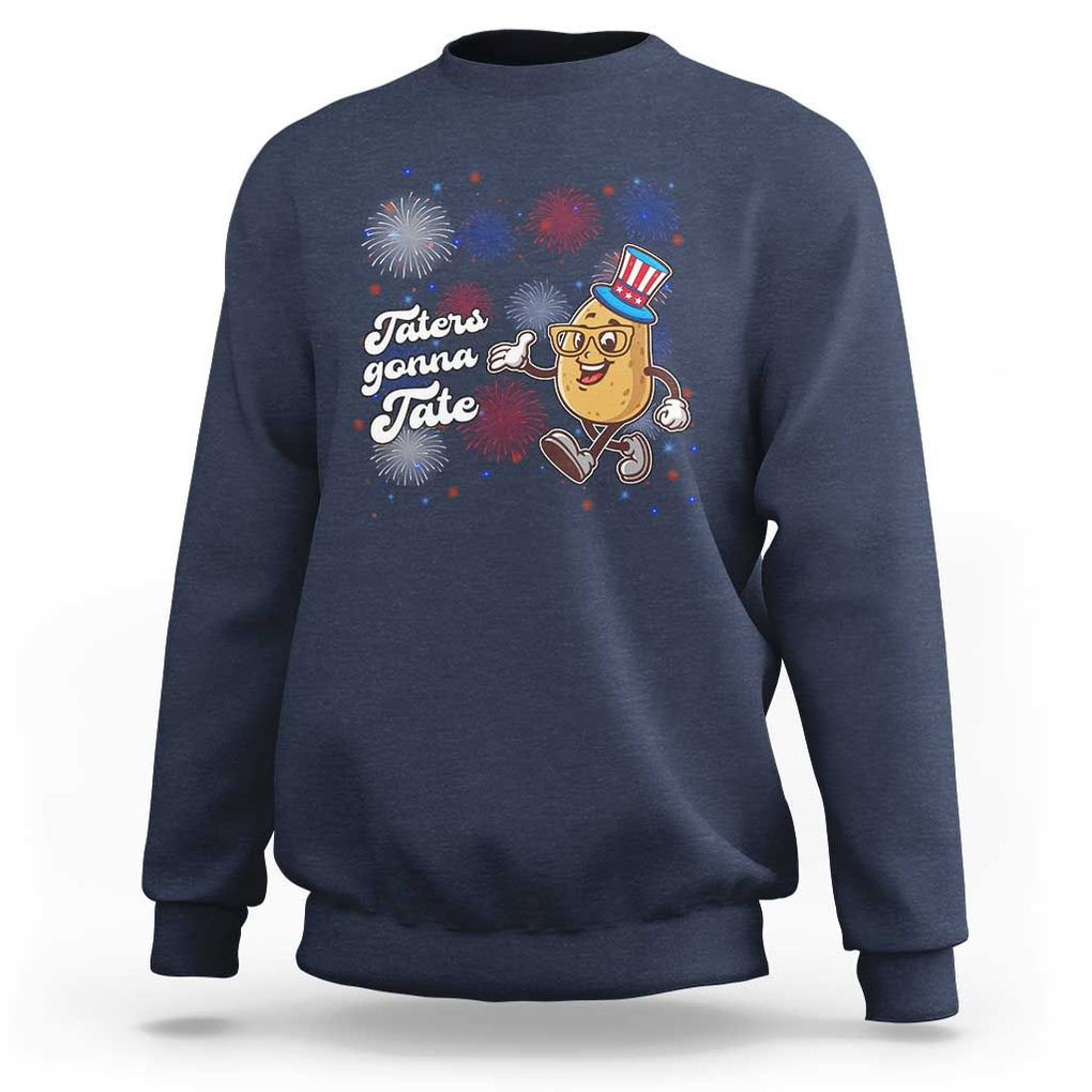 Funny Tater Tot Foodie Sweatshirt Taters Gonna Tate Potato TS11 Navy Print Your Wear