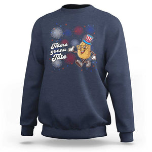 Funny Tater Tot Foodie Sweatshirt Taters Gonna Tate Potato TS11 Navy Print Your Wear