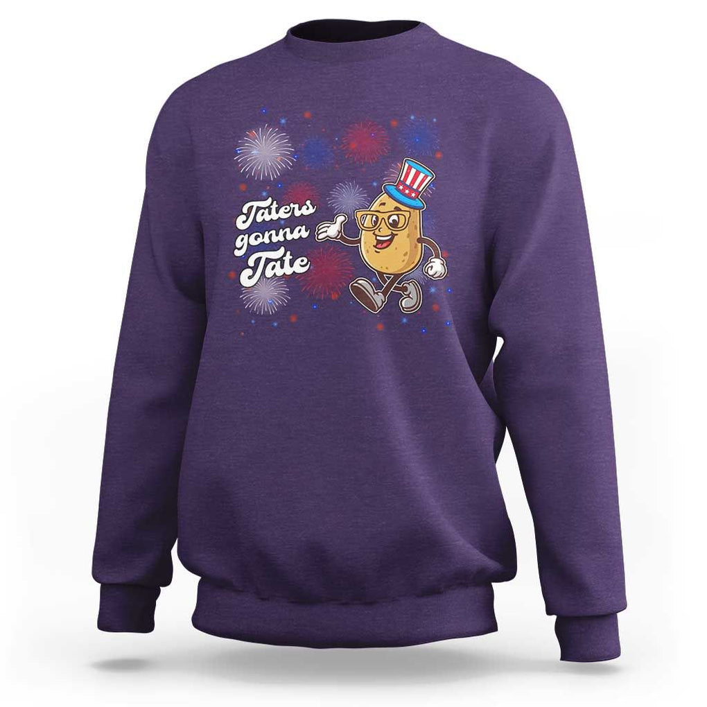 Funny Tater Tot Foodie Sweatshirt Taters Gonna Tate Potato TS11 Purple Print Your Wear