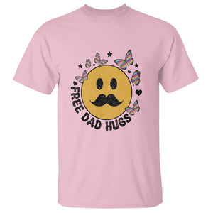 LGBT Free Dad Hugs T Shirt Gay Pride Month Retro Groove Smiley Face Community TS11 Light Pink Print Your Wear