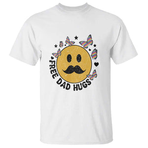 LGBT Free Dad Hugs T Shirt Gay Pride Month Retro Groove Smiley Face Community TS11 White Print Your Wear