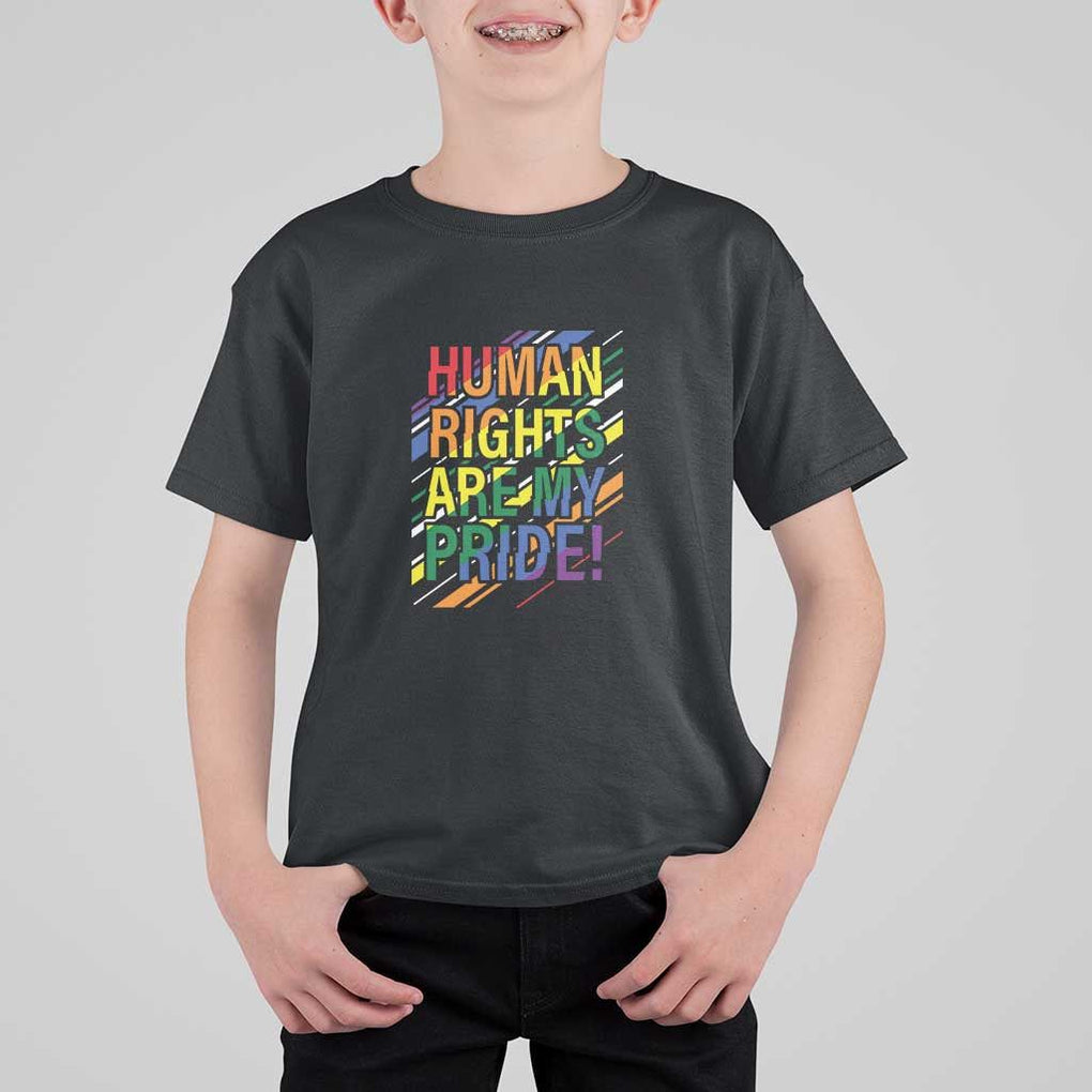 Proud Ally T Shirt For Kid Human Rights Are My Pride Rainbow LGBT Flag TS11 Black Print Your Wear