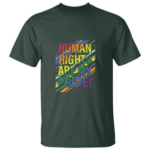 Proud Ally T Shirt Human Rights Are My Pride Rainbow LGBT Flag TS11 Dark Forest Green Print Your Wear